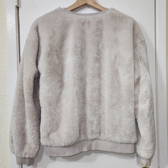 Philosophy Republic Clothing Gray Faux Fur sizeM Crew Neck Sweater Fuzzy Long - Picture 2 of 9